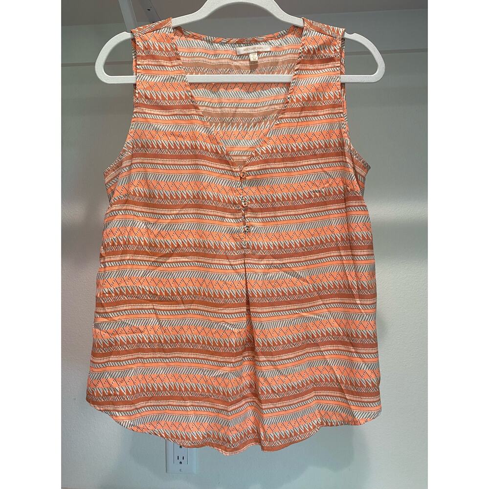 Skies are Blue Women's Sleeveless Blouse Orange White Aztec Print Size Medium‎